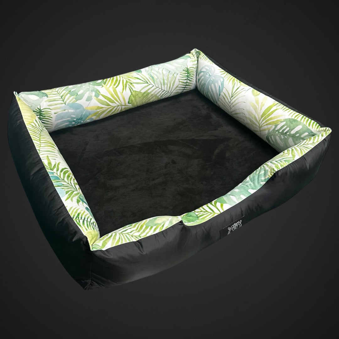 Monstera green dog bed
