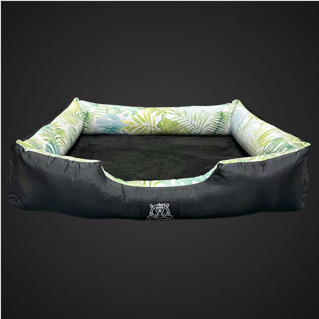 Monstera green dog bed