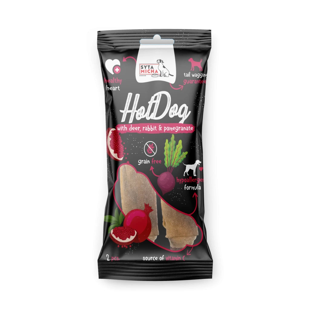 Hotdog – Rabbit with pomegranate in deerskin, 2 pcs.
