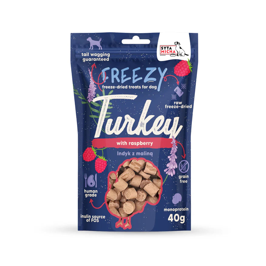 Lyofilizované psí pamlsky Krůta s malinami 40g